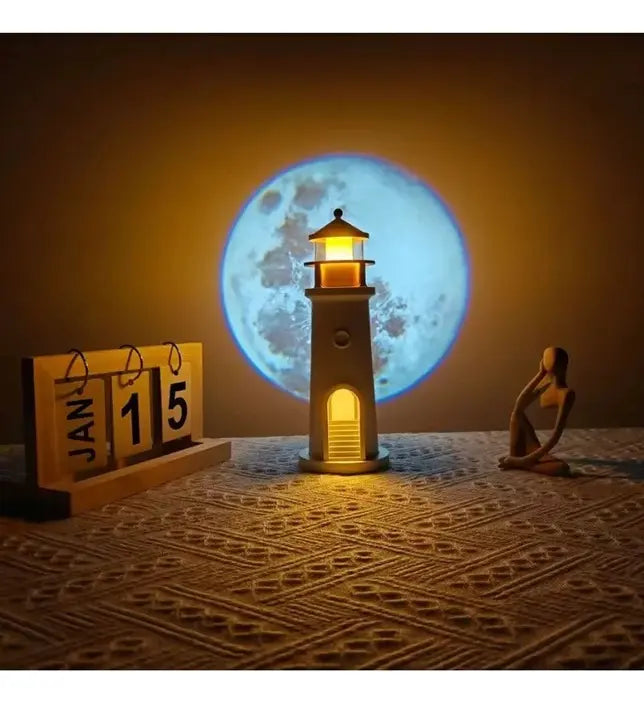 Lámpara de mesa LED USB con proyector de luna – Luz nocturna con sensor de movimiento para habitaciones infantiles