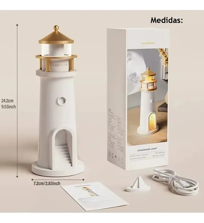 Lámpara de mesa LED USB con proyector de luna – Luz nocturna con sensor de movimiento para habitaciones infantiles